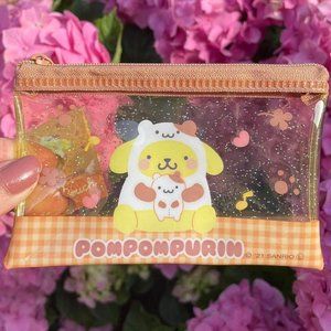 Sanrio Pompompurrin glitter mini bag with zipper